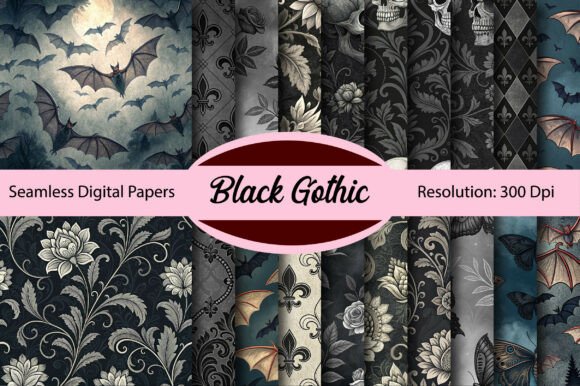 Black Gothic Seamless Digital Paper Guide