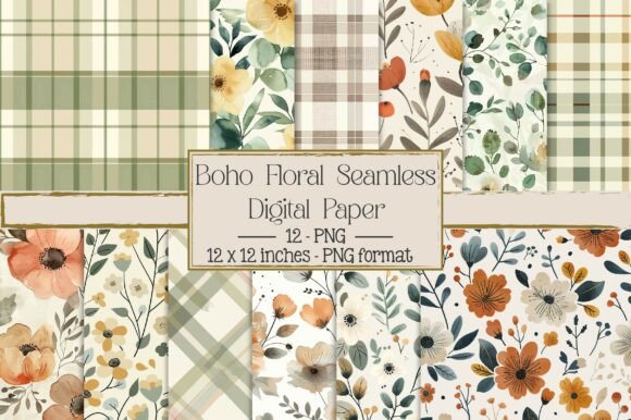 Boho Floral Seamless Digital Paper Guide