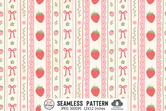 Bringing Sweet Spring Vibes to Life with Coquette Strawberry Pattern Spring Paper