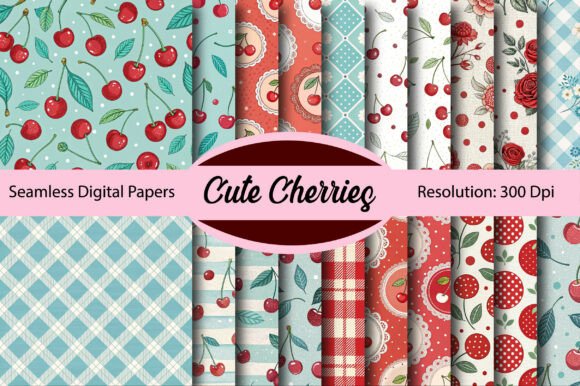 Cute Cherries Seamless Digital Paper Guide