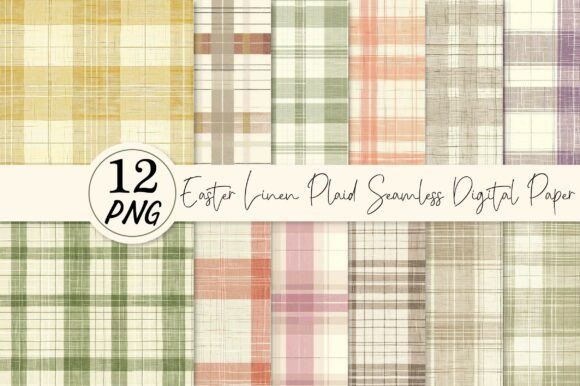 Easter Linen Plaid Digital Paper Bundle