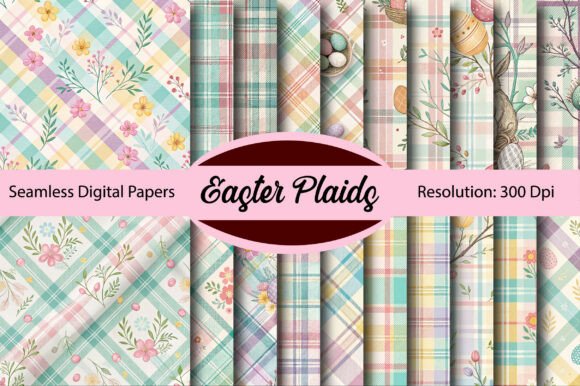 Easter Plaids Seamless Digital Paper for Spring Designs