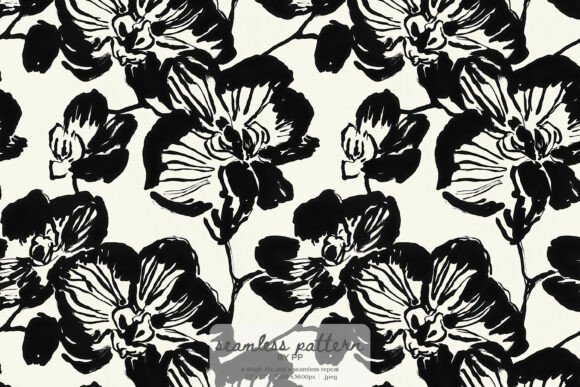 Elevate Your Designs with a Hand Drawn Monochrome Orchid Pattern