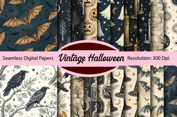 Elevating Creative Workflows with High-Resolution Vintage Halloween Seamless Digital Paper