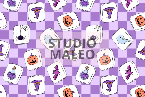 Elevating Your Spooky Season Crafts with Halloween Mahjong Purple Seamless Patterns
