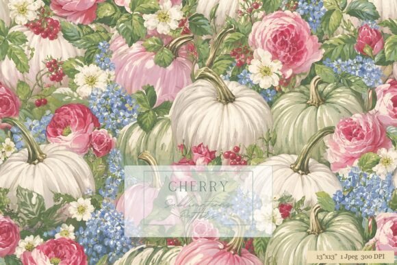 Embracing Soft Autumn Aesthetics with Floral Pumpkin Cottagecore Digital Paper
