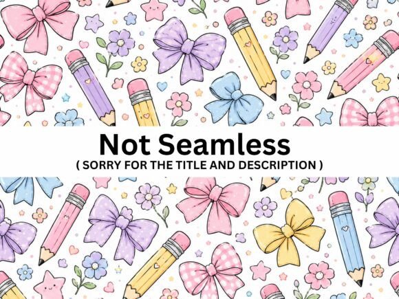 Pastel Pencil and Bow Pattern PNG: Soft Aesthetic for Design