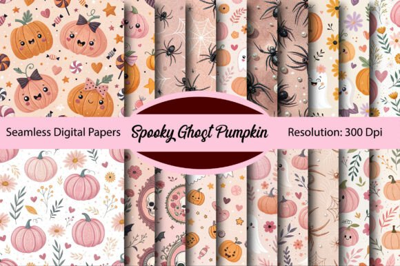 Spooky Ghost Pumpkin Digital Paper