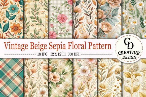 Strategic Applications of the Vintage Beige Sepia Floral Pattern for Brand and Design