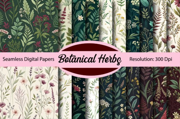 Unlocking Creativity with Botanical Herbs Seamless Digital Paper